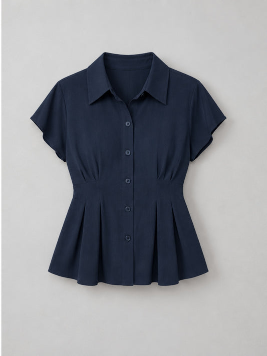 Blusa Esencial con Corte Evasé - Azul Marino