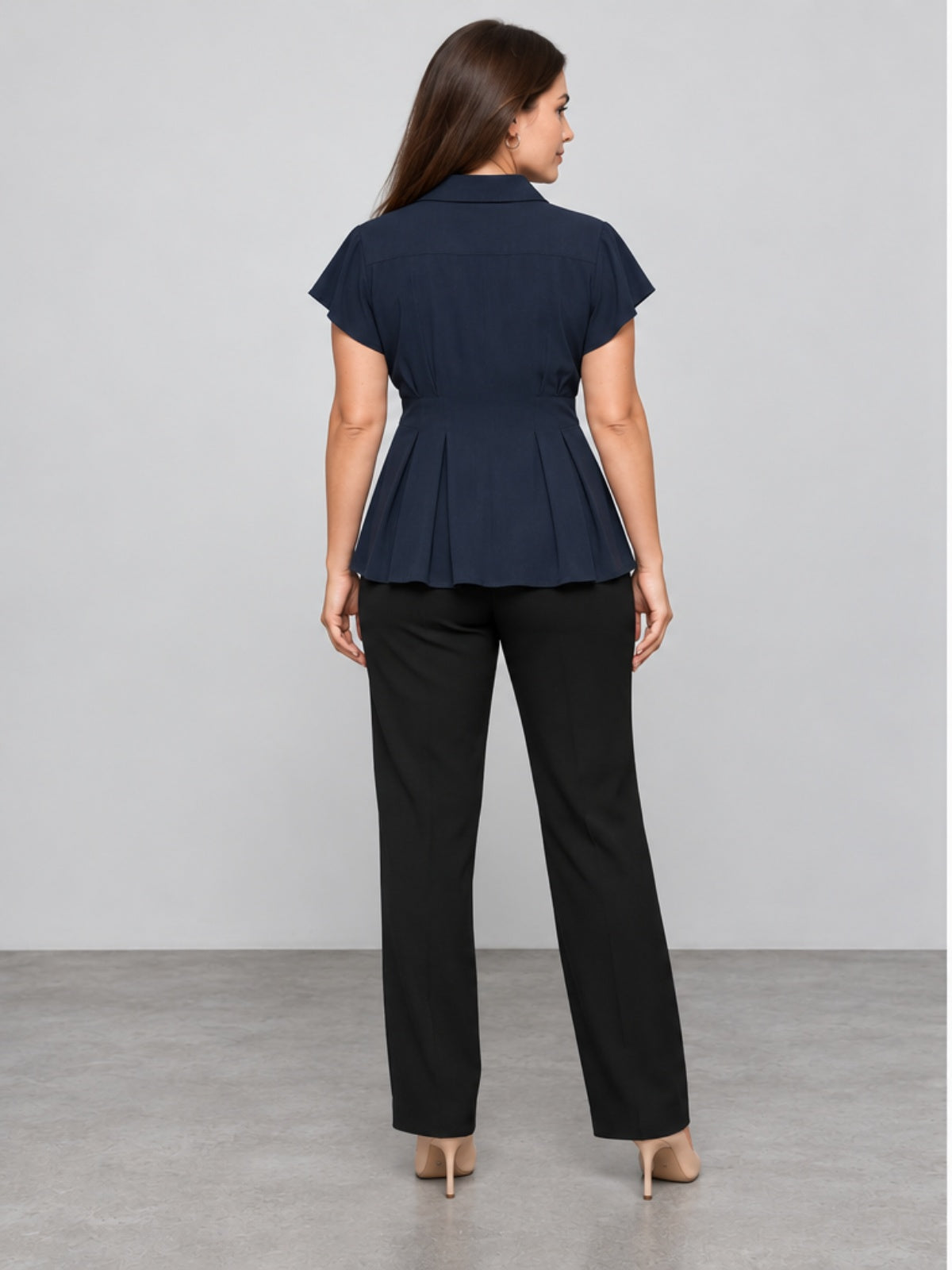 Blusa Esencial con Corte Evasé - Azul Marino