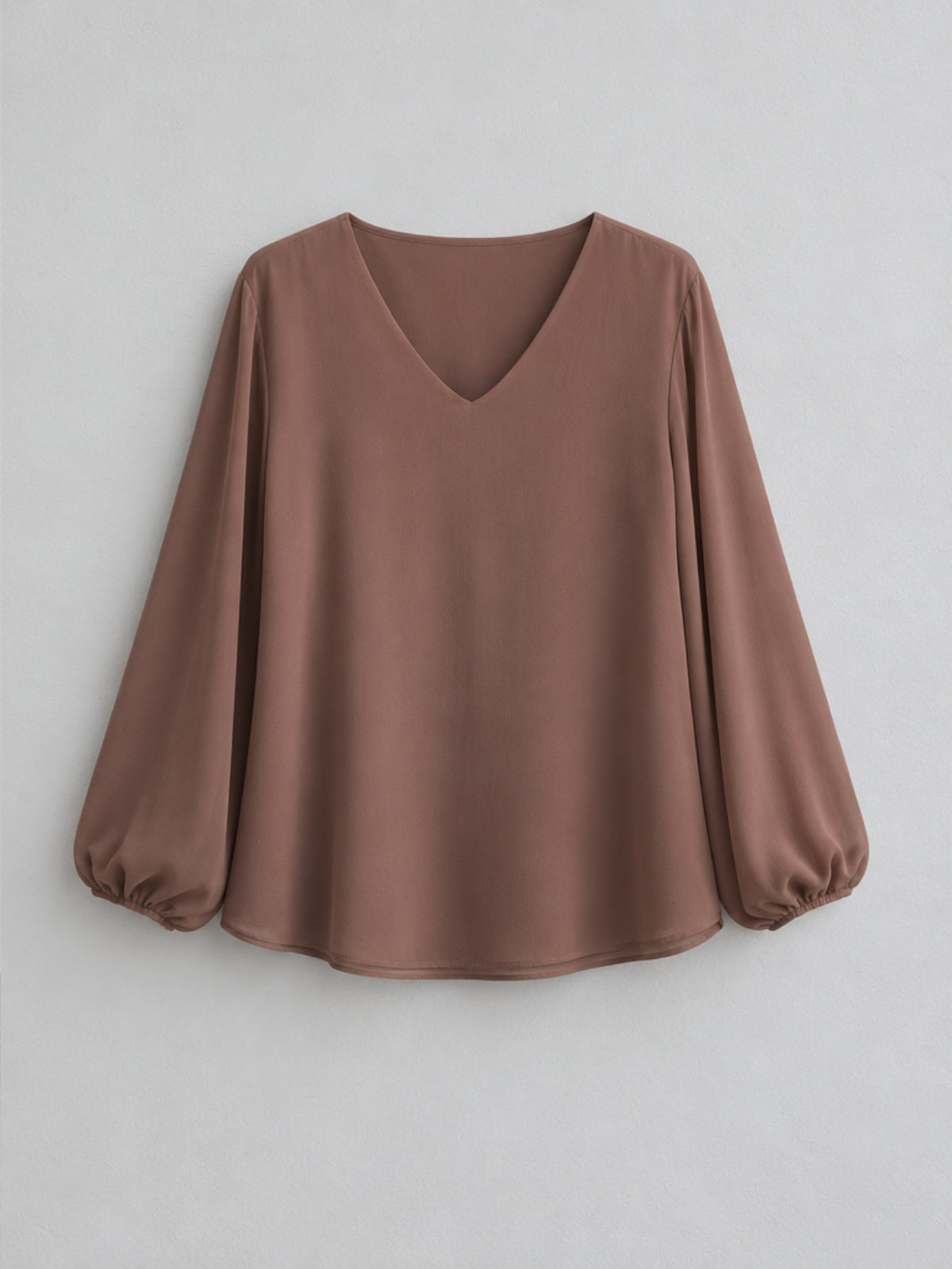 Blusa de Gasa con Espalda Plisada - Marrón