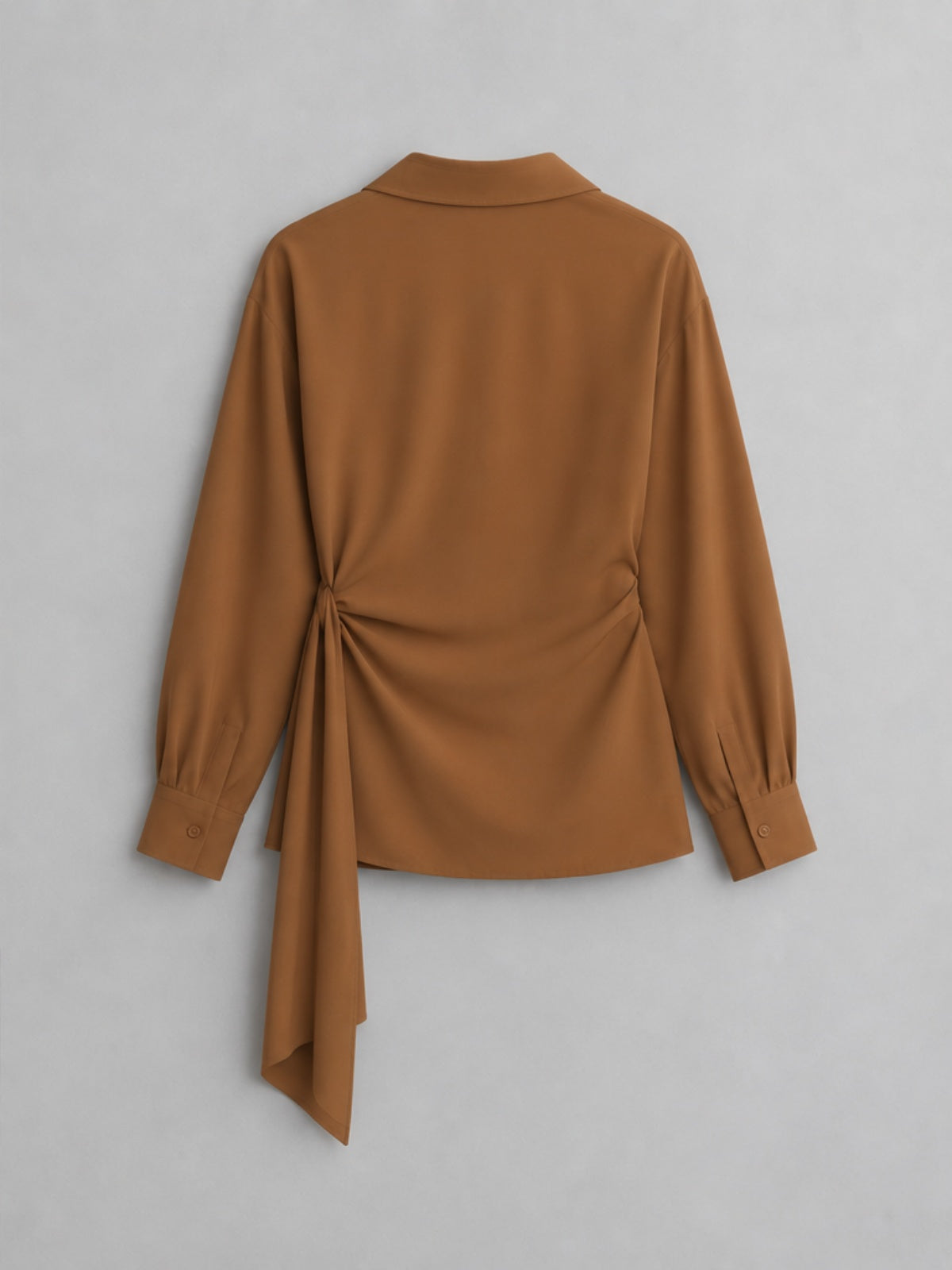 Camisa de Corte Cruzado con Lazada Lateral - Camel