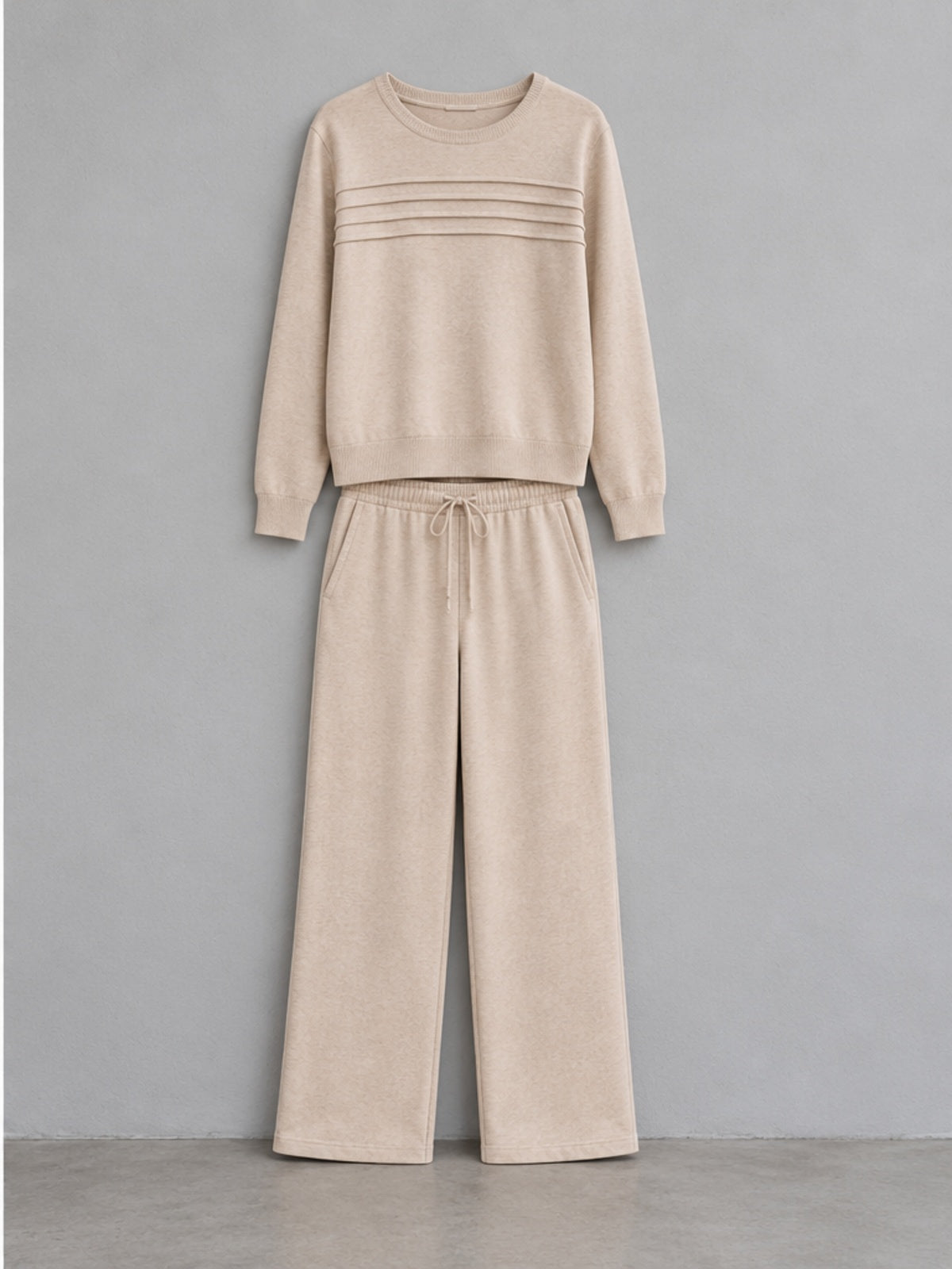 Conjunto Jersey y Pantalón con Cordón - Beige