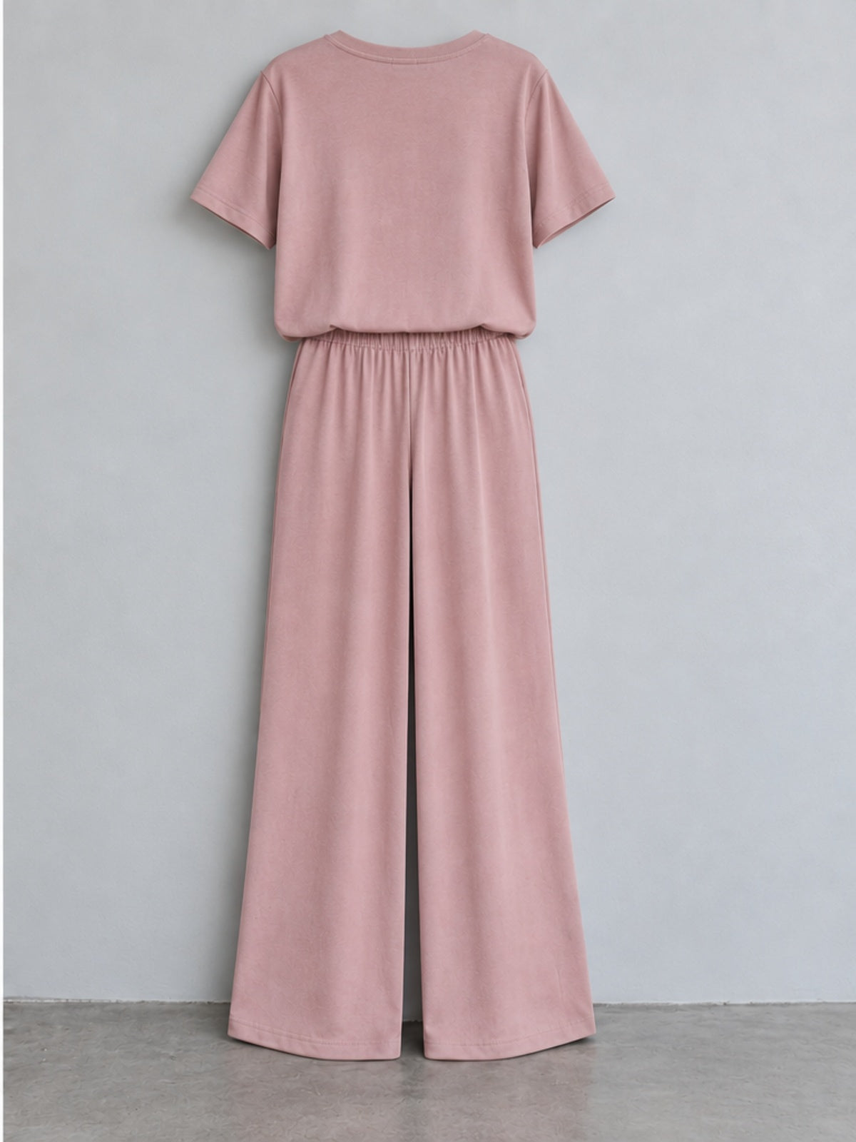 Conjunto Loungewear Top y Pantalón Ancho - Rosa Empolvado