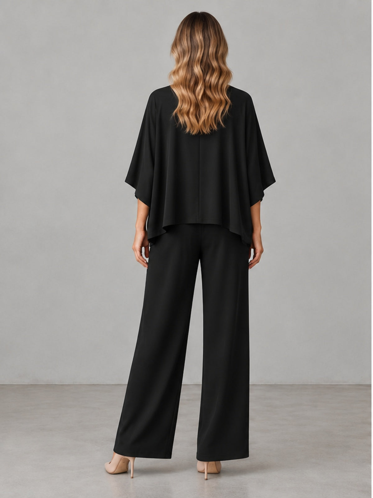 Conjunto Top Oversize y Pantalón Ancho Elegante - Negro
