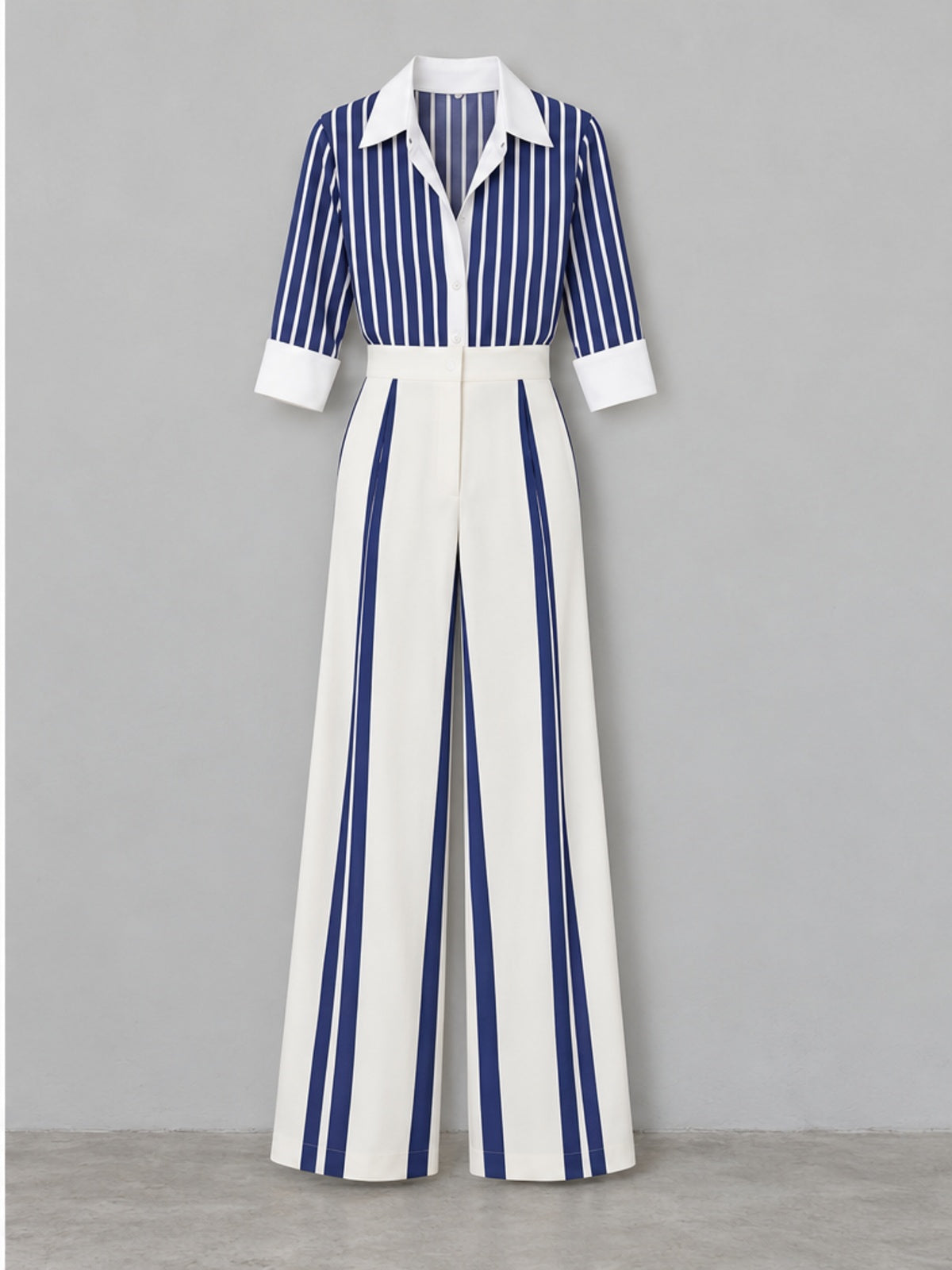 Conjunto Camisa y Pantalón a Rayas - Azul Marino