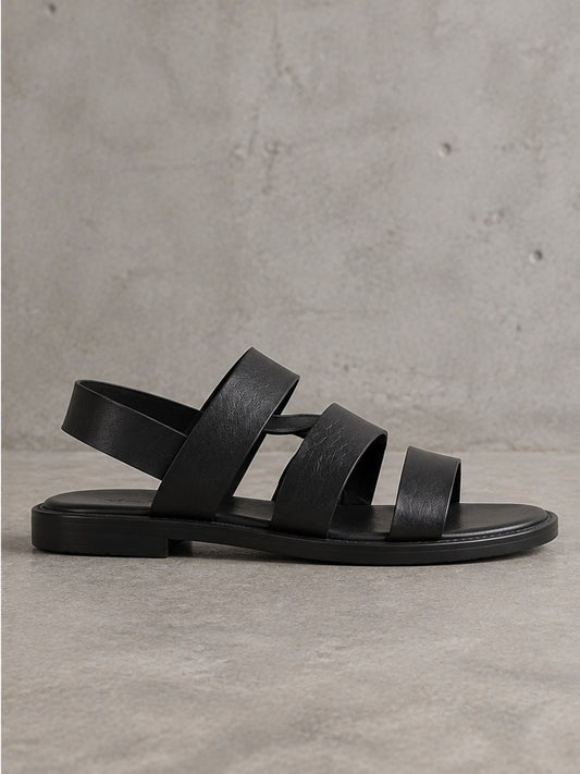 Sandalia Elegante con Tiras - Negro