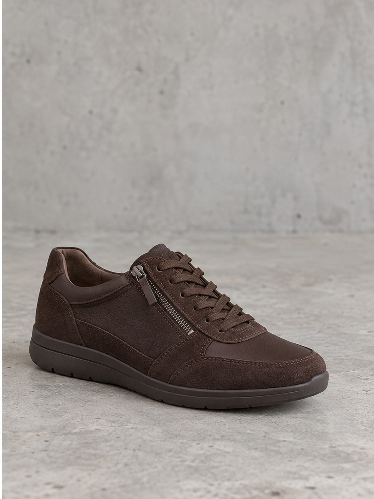 Zapatilla Casual Cremallera - Marrón Oscuro
