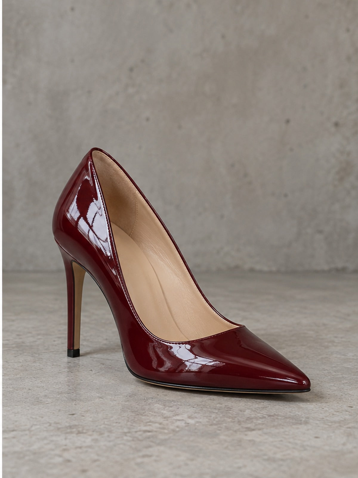 Zapato Tacón Acabado Brillante - Rojo Burdeos