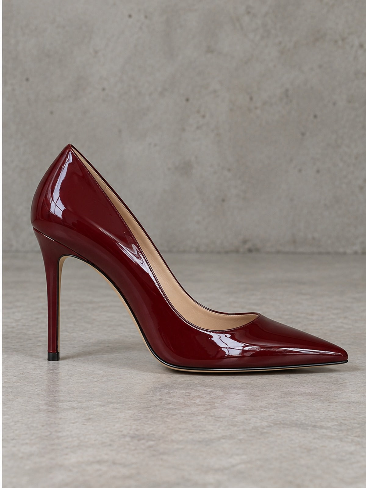 Zapato Tacón Acabado Brillante - Rojo Burdeos
