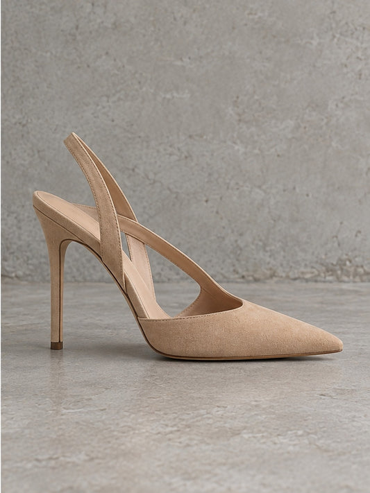 Zapato Tacón Asimétrico Versátil - Beige