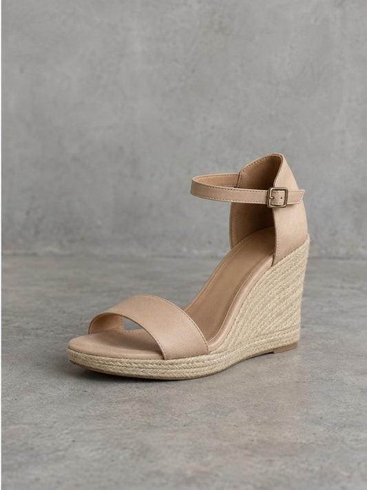 Sandalia Tacón Cuña Versátil Suave - Beige