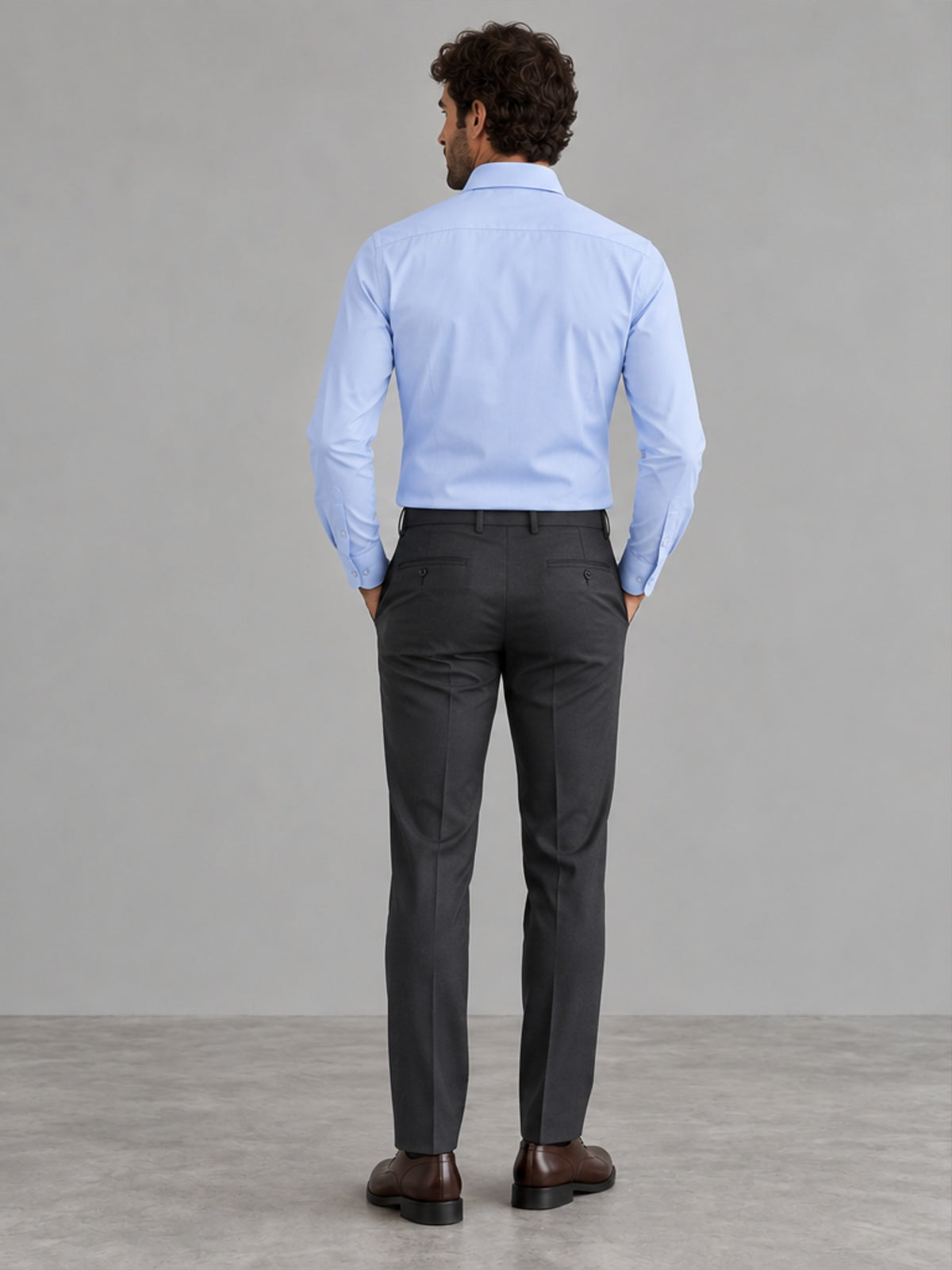 Camisa Sin Plancha Elástica - Azul Claro