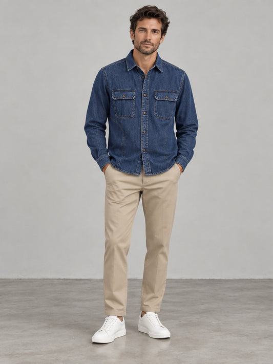 Camisa Vaquera Lavada - Azul Oscuro
