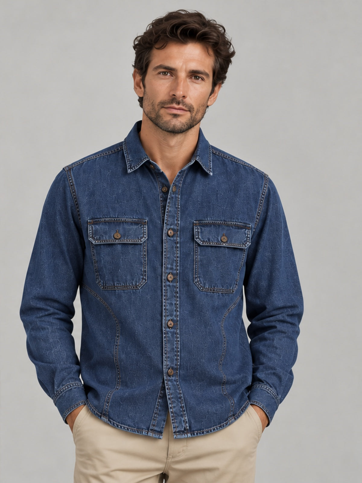Camisa Vaquera Lavada - Azul Oscuro