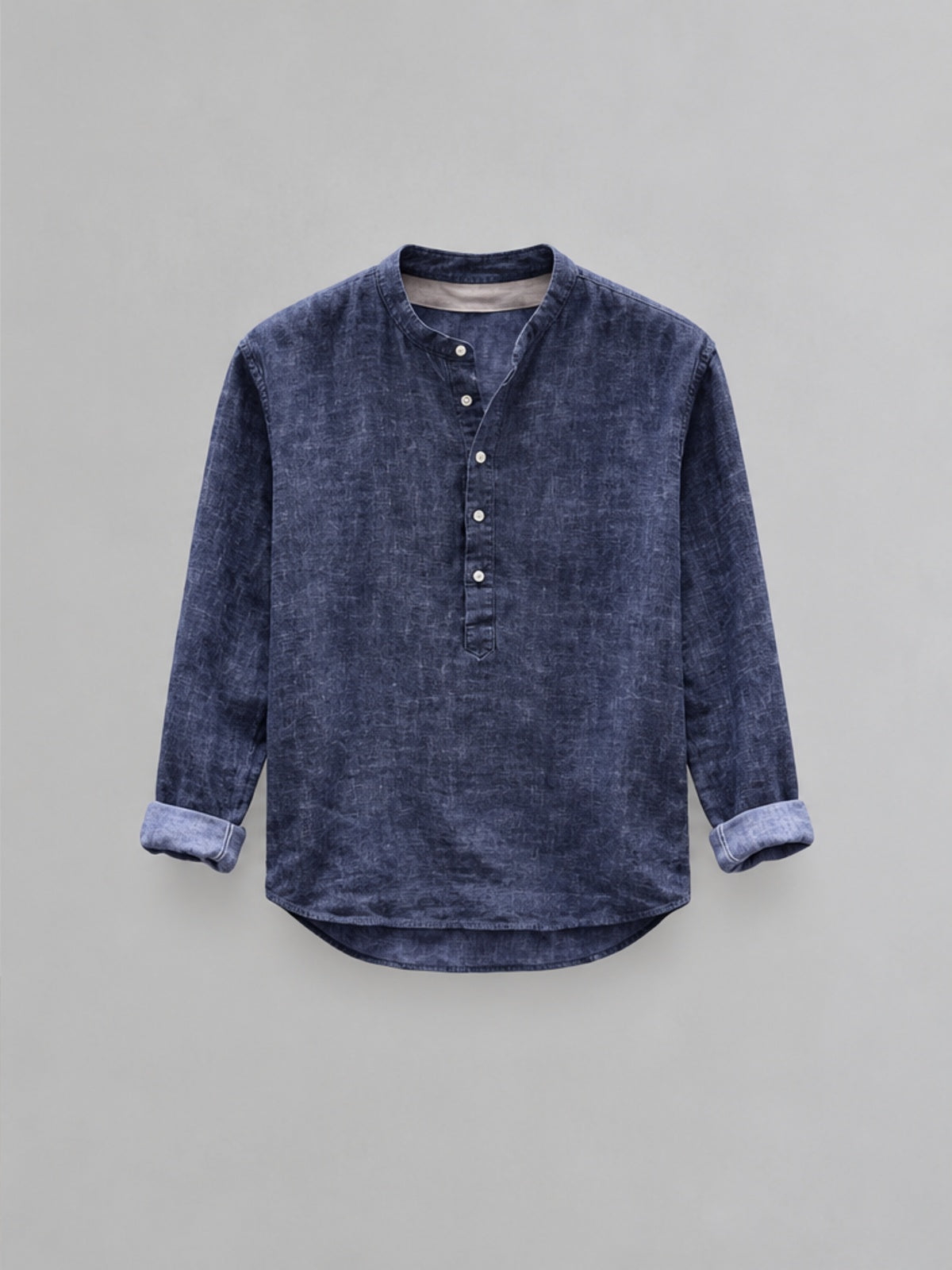 Camisa Cuello Abuelo - Azul Marino