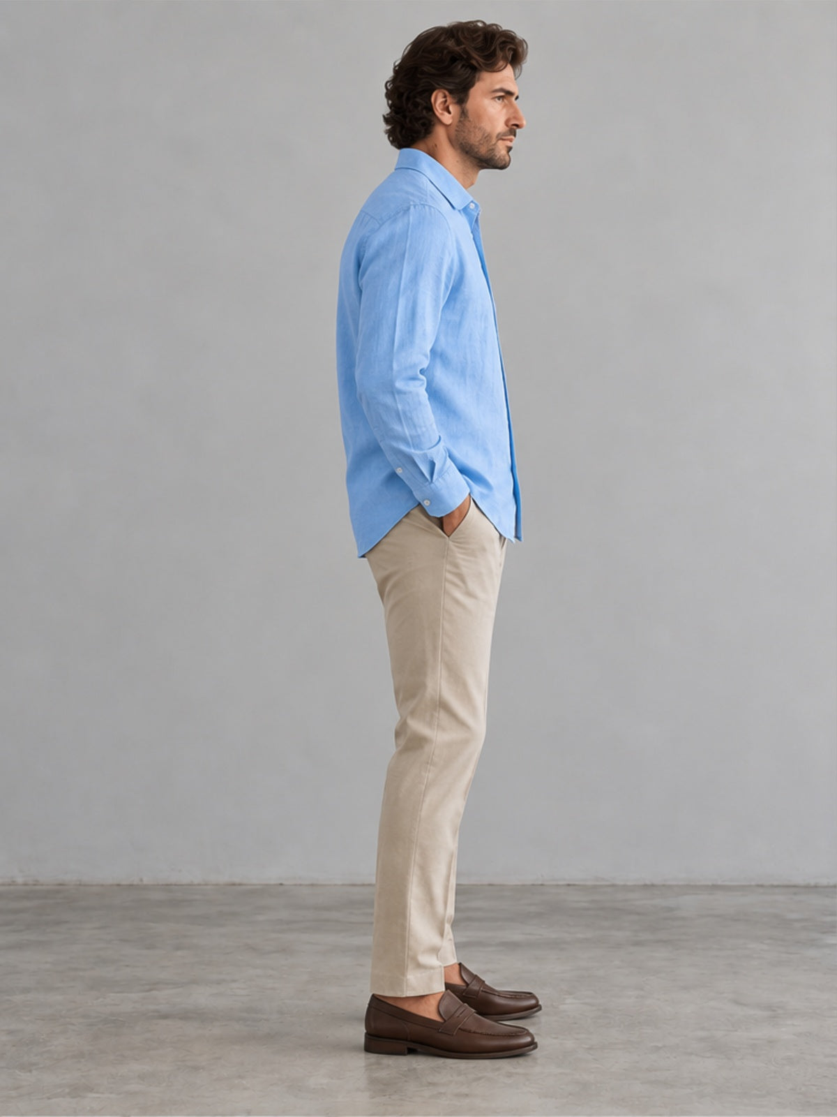 Camisa con Bolsillo - Azul