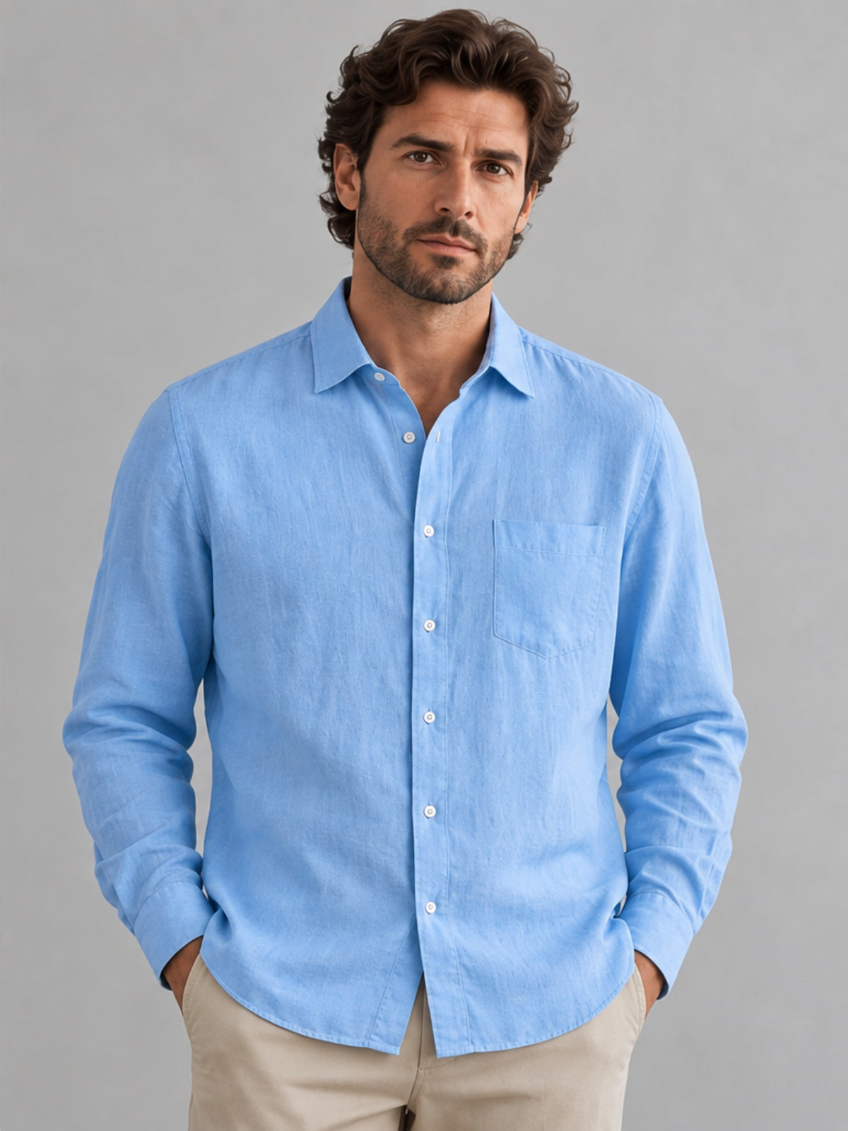 Camisa con Bolsillo - Azul