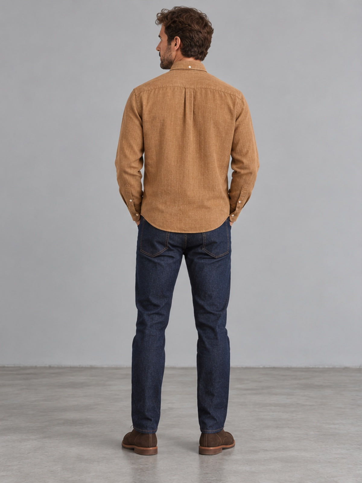 Camisa Button-Down de Manga Larga - Camel