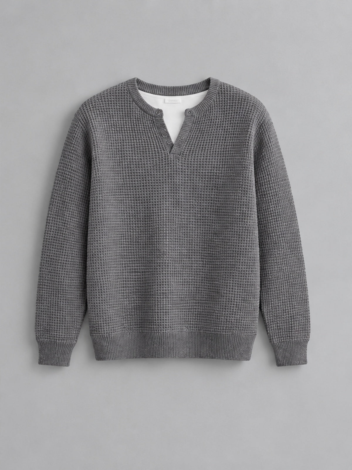 Camiseta Waffle de Manga Larga - Gris