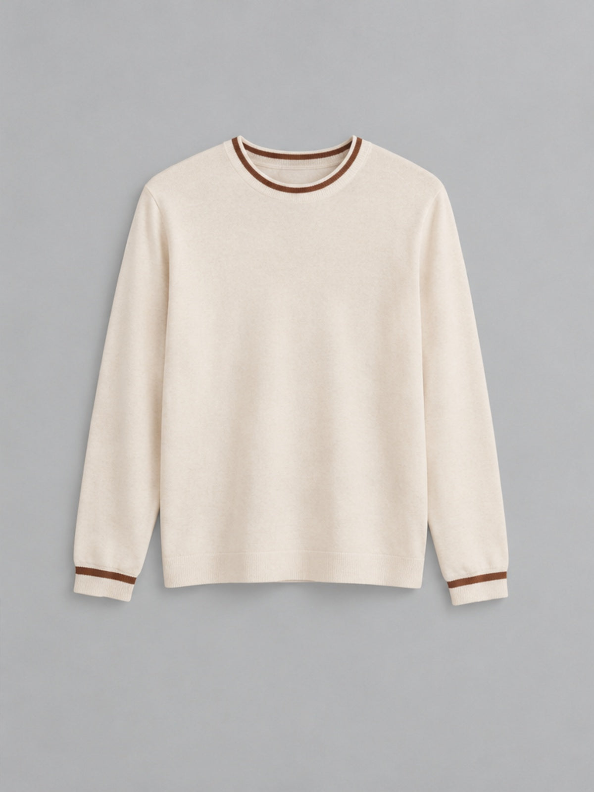 Camiseta de Manga Larga con Ribete - Crema