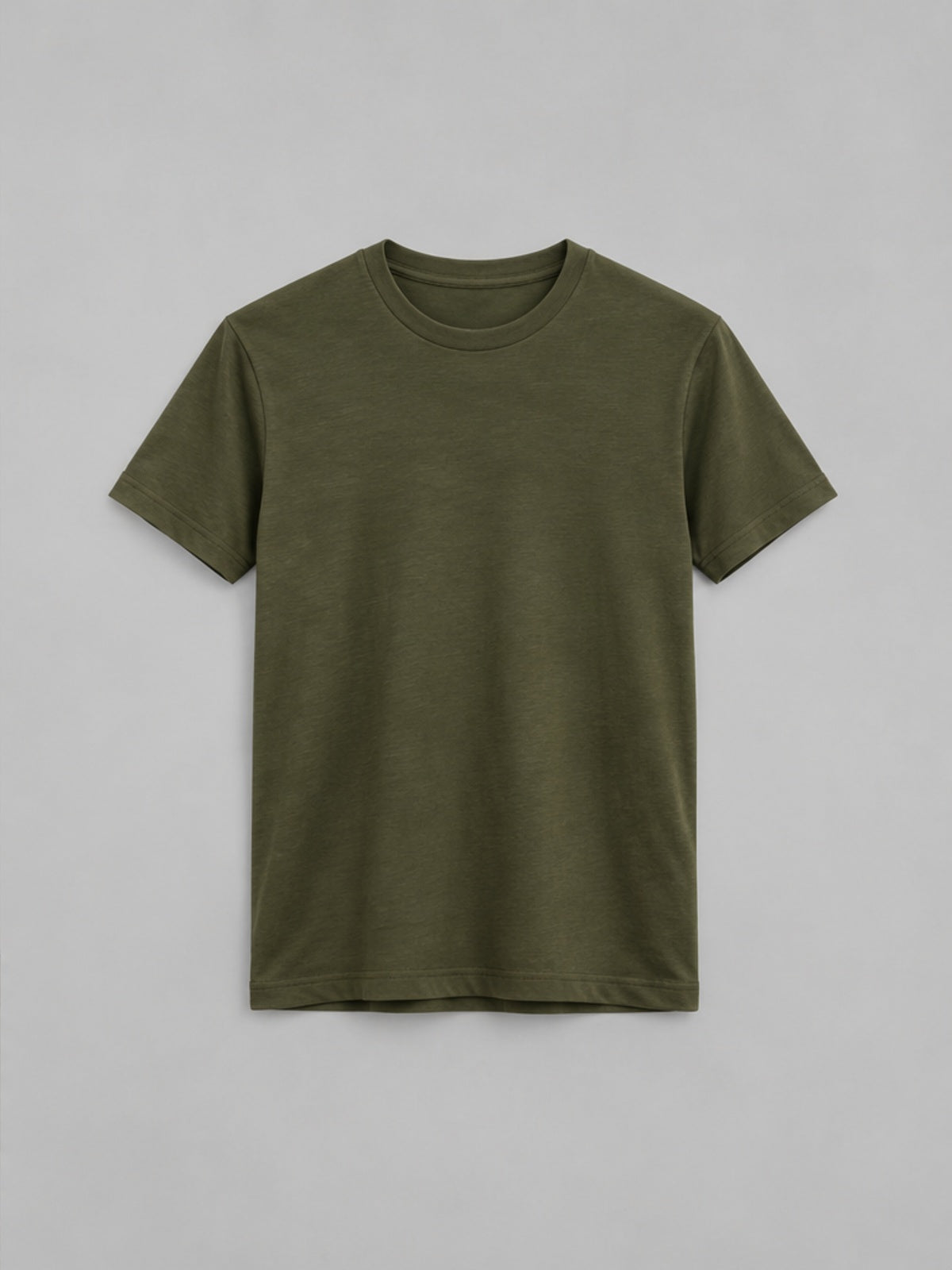 Camiseta Ajustada Cuello Redondo - Verde Oliva