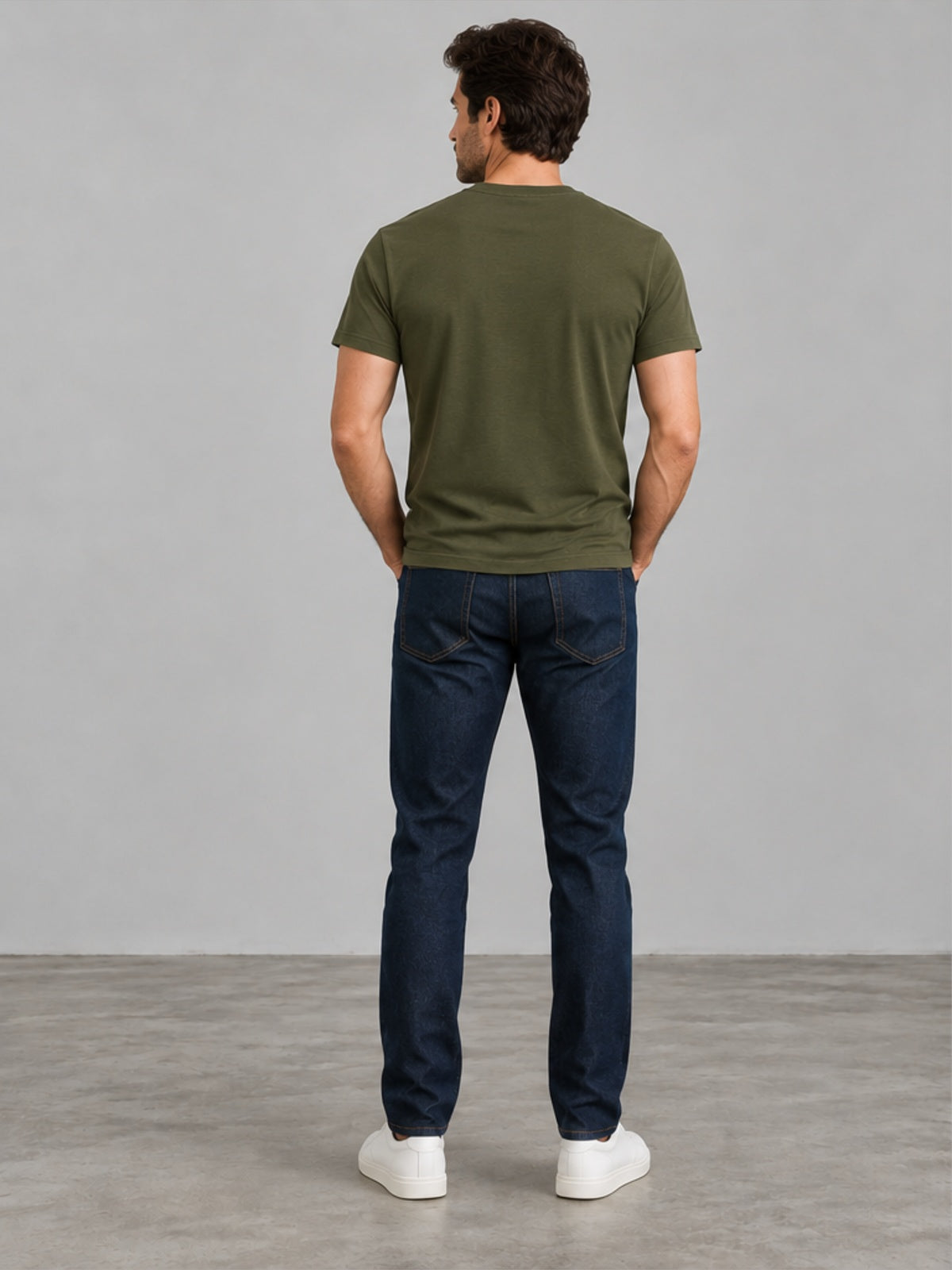 Camiseta Ajustada Cuello Redondo - Verde Oliva