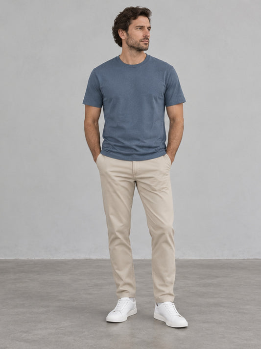 Camiseta Básica Cuello Redondo - Azul Pizarra