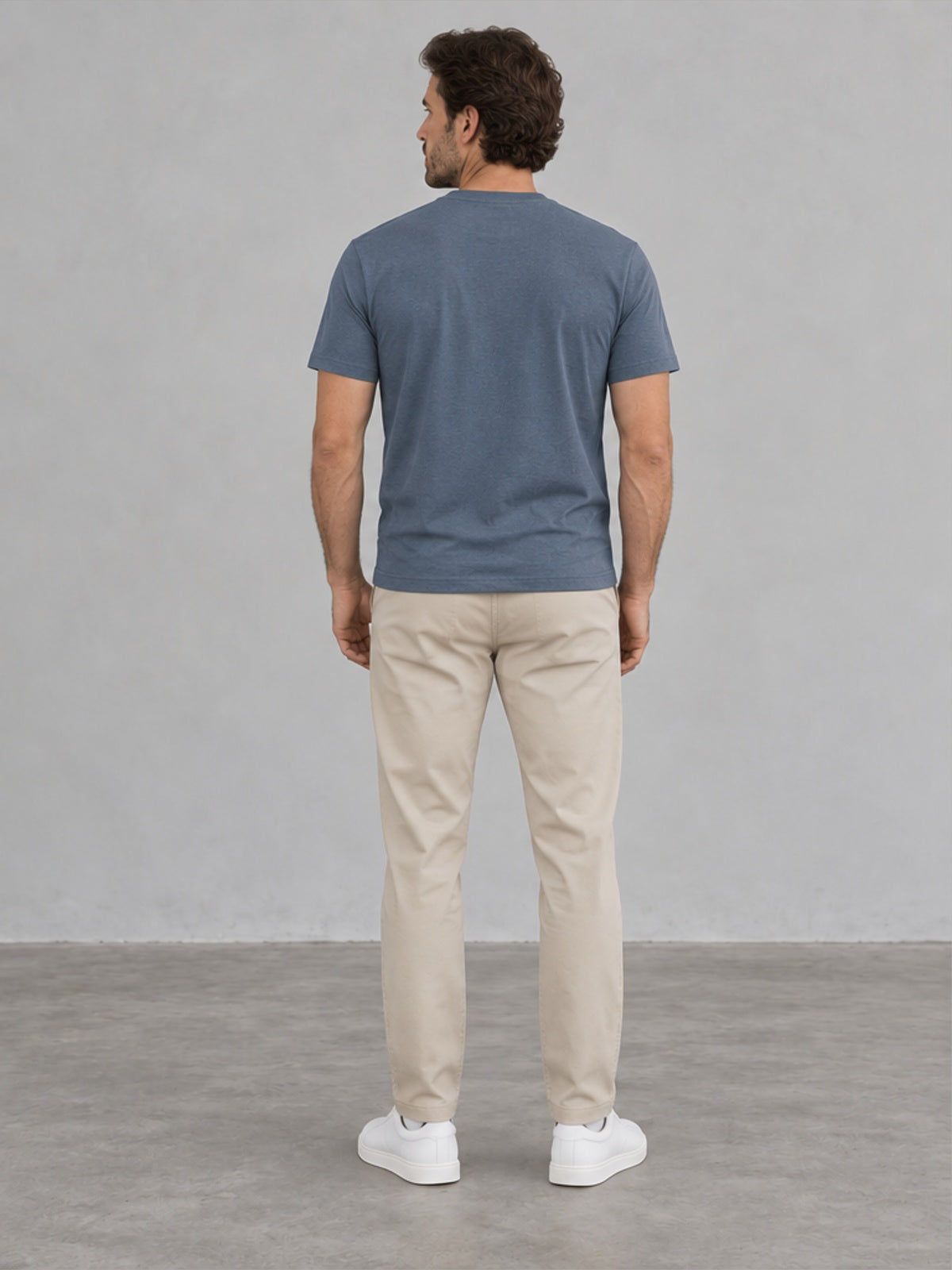 Camiseta Básica Cuello Redondo - Azul Pizarra