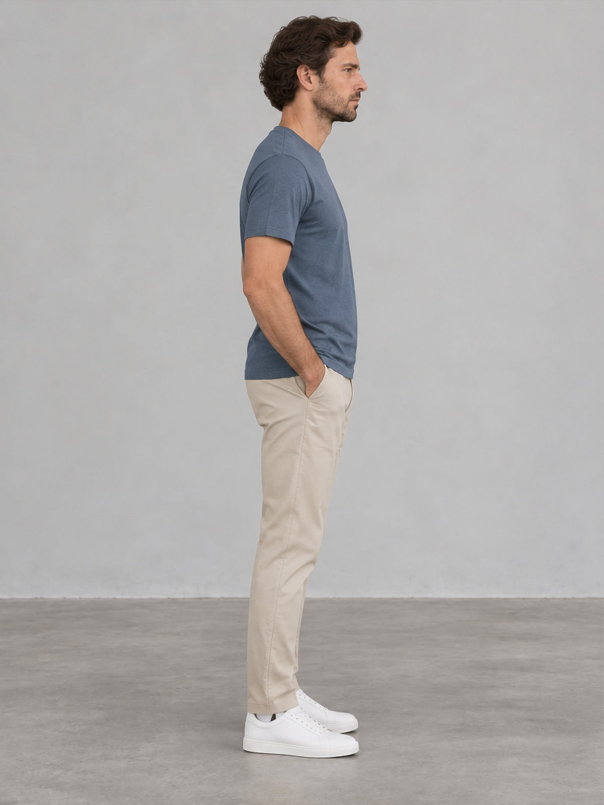Camiseta Básica Cuello Redondo - Azul Pizarra