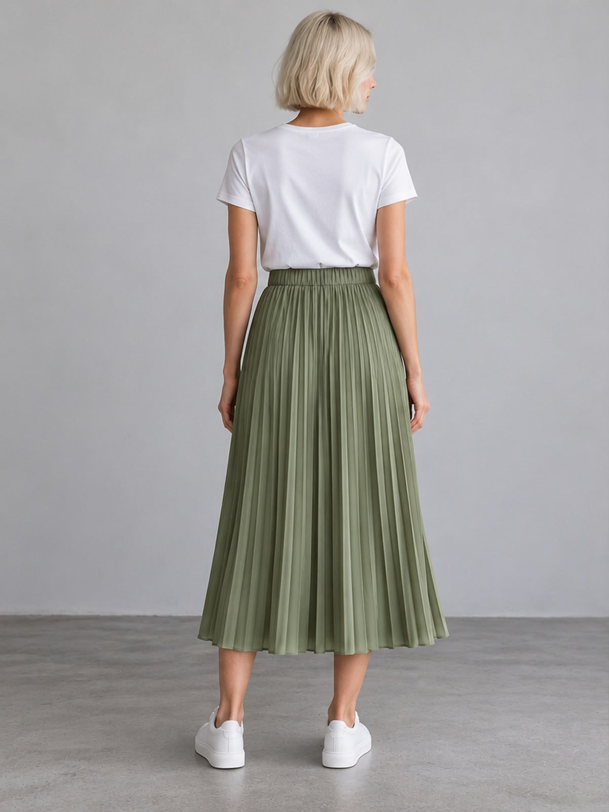 Falda Midi Plisada - Verde Salvia