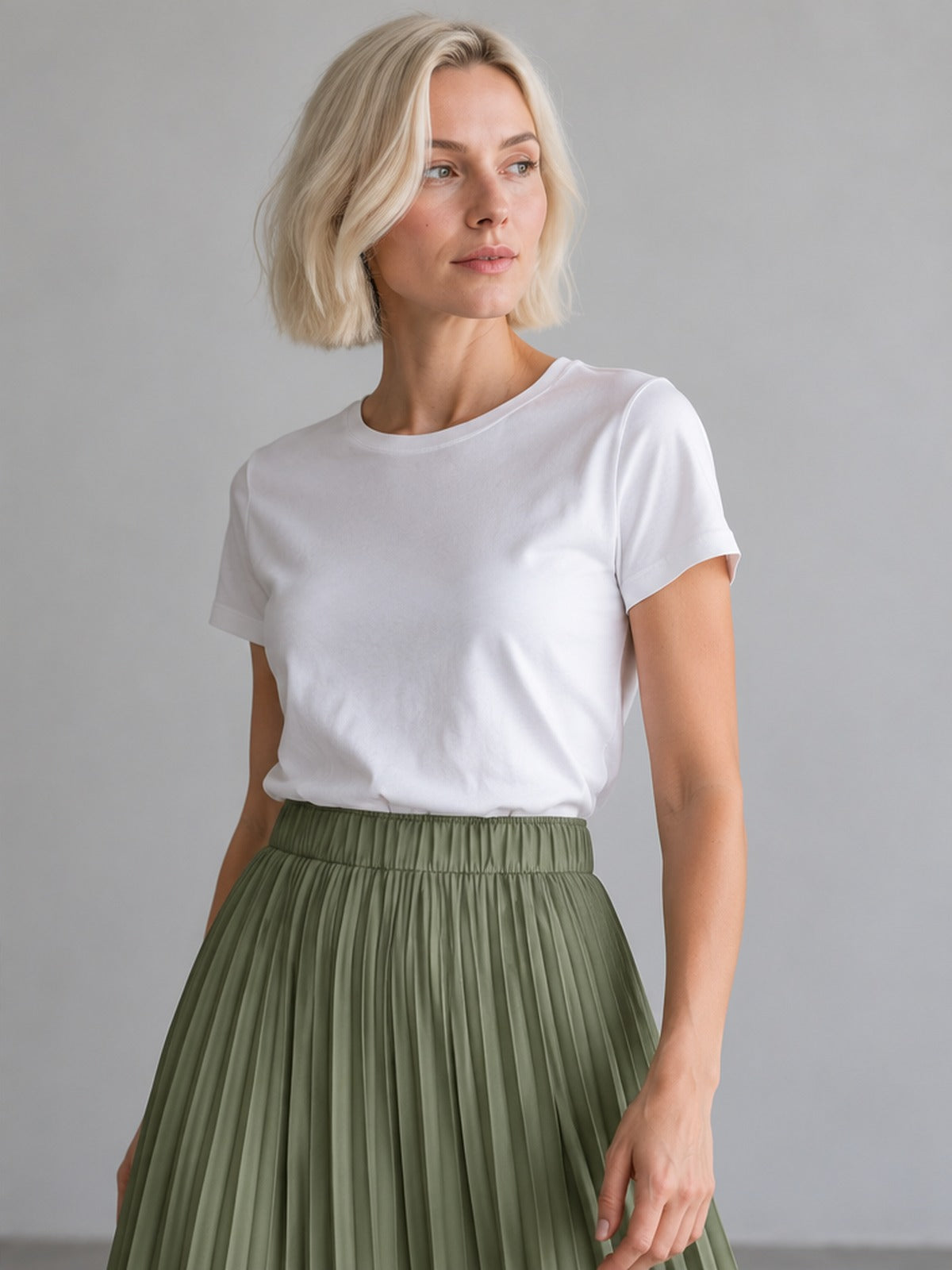 Falda Midi Plisada - Verde Salvia
