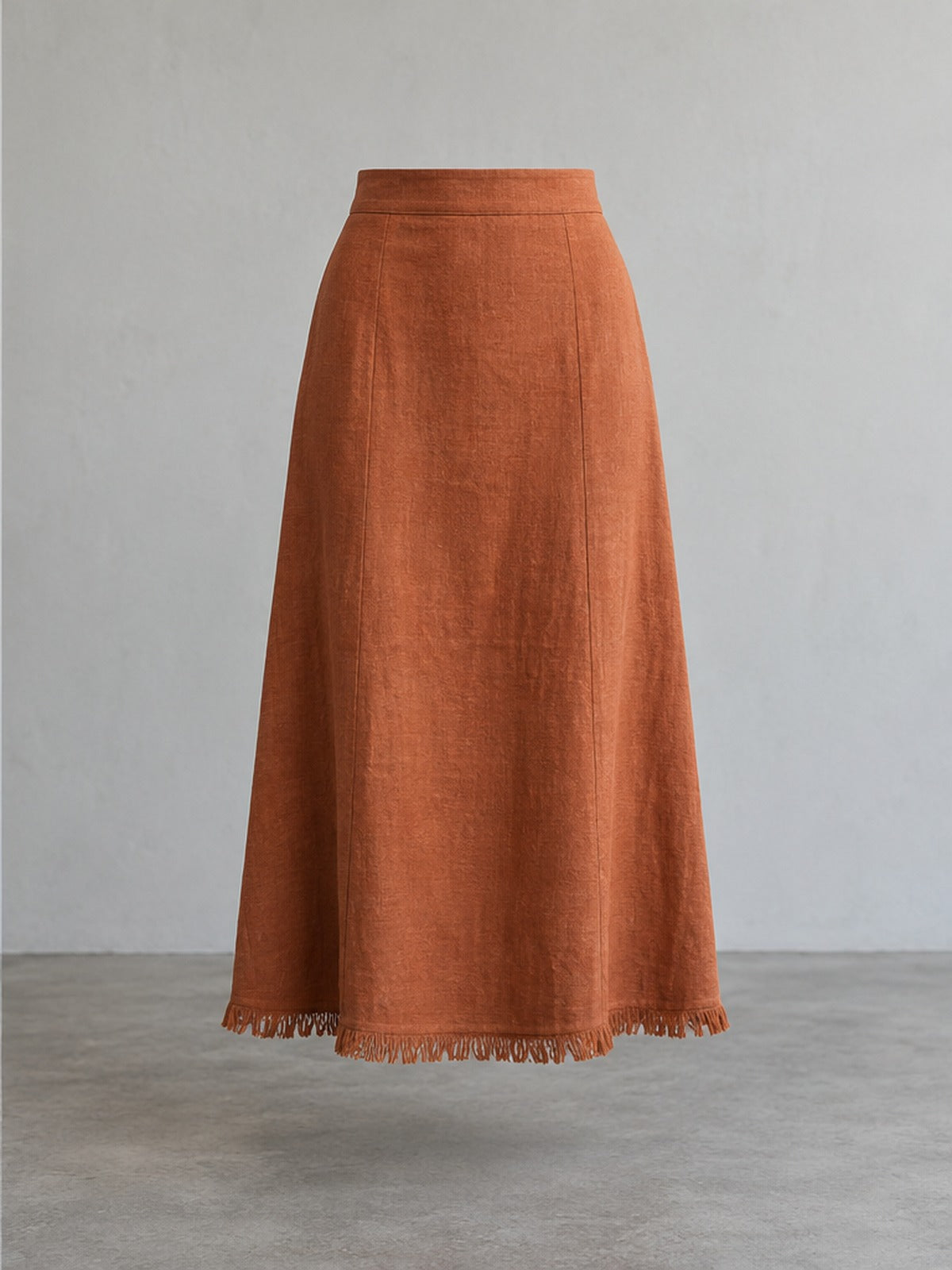 Falda Midi Flecos Elegante - Terracota