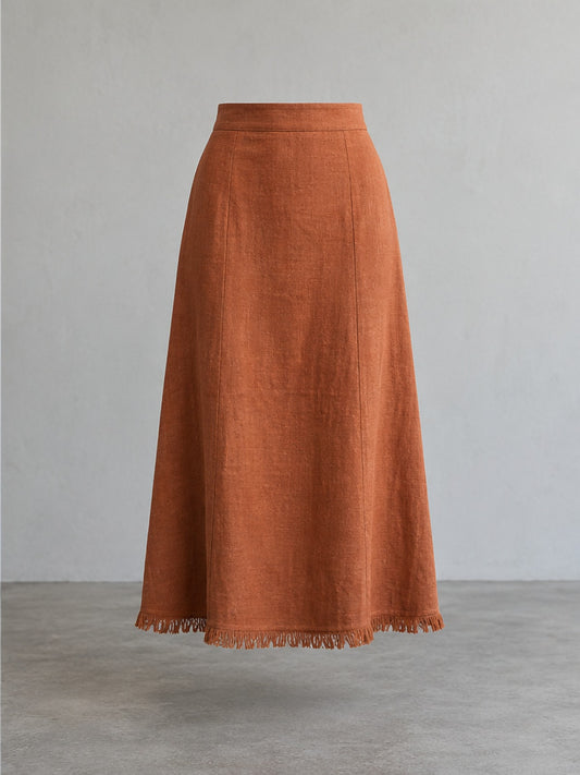 Falda Midi Flecos Elegante - Terracota