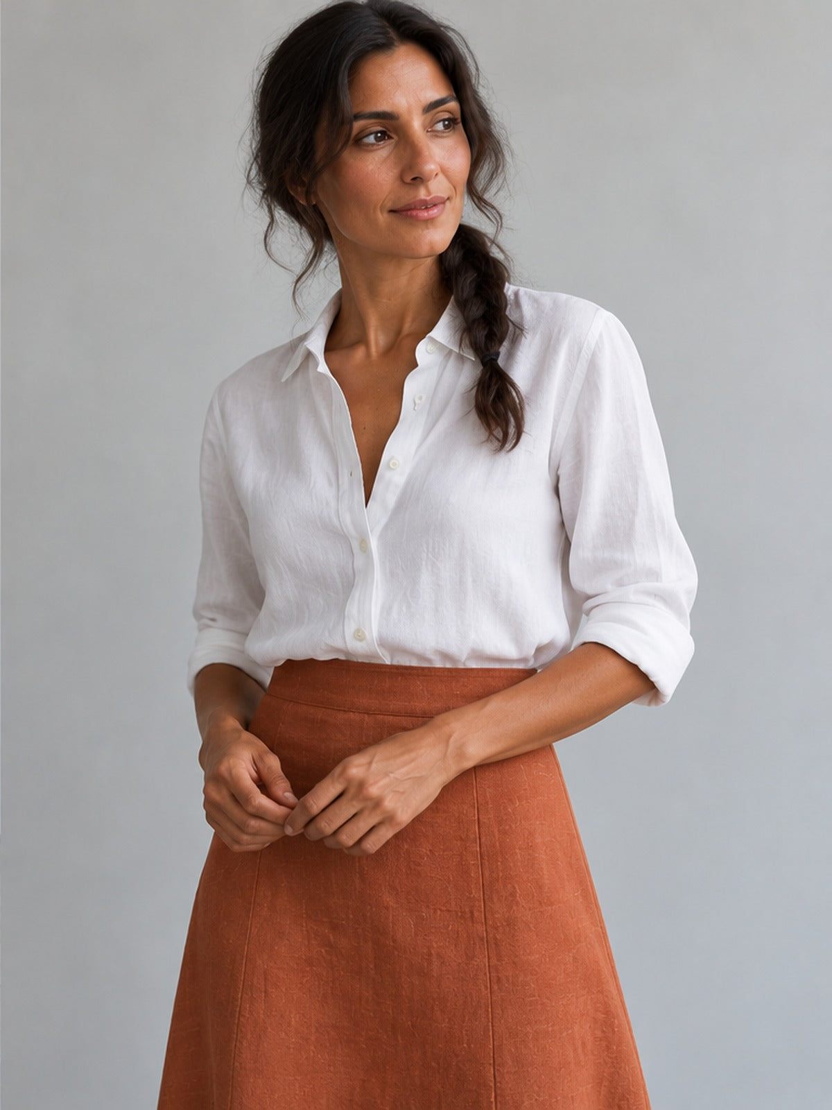 Falda Midi Flecos Elegante - Terracota