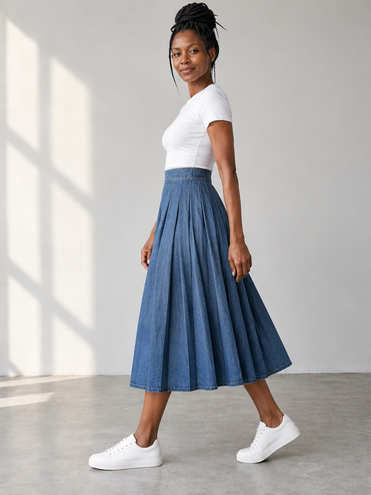 Falda Vaquera Plisada - Azul Índigo