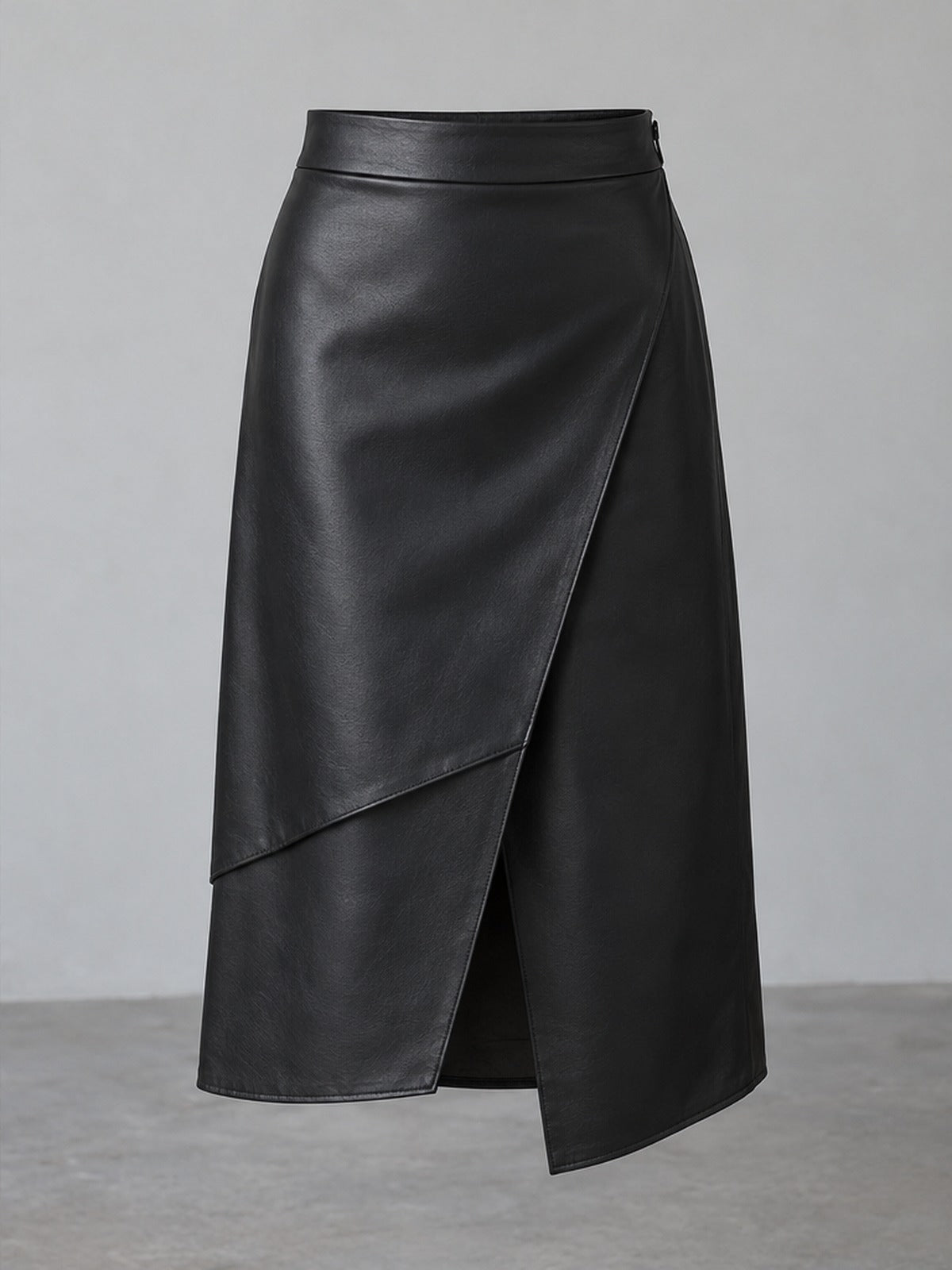 Falda Midi Capa Acabado Brillante - Negro