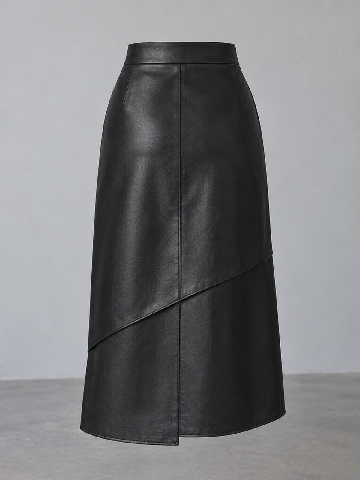 Falda Midi Capa Acabado Brillante - Negro