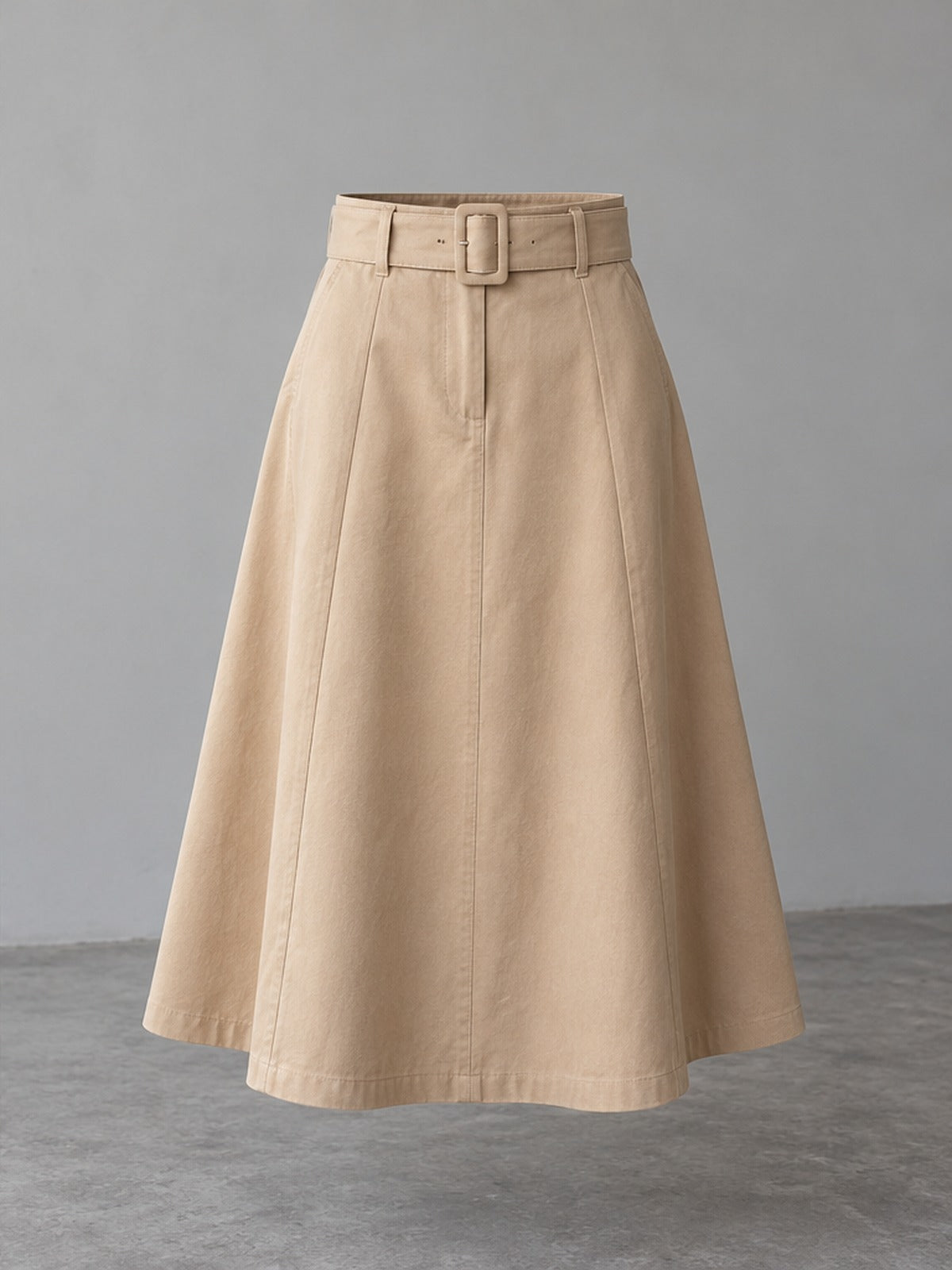 Falda Midi Cinturón - Beige