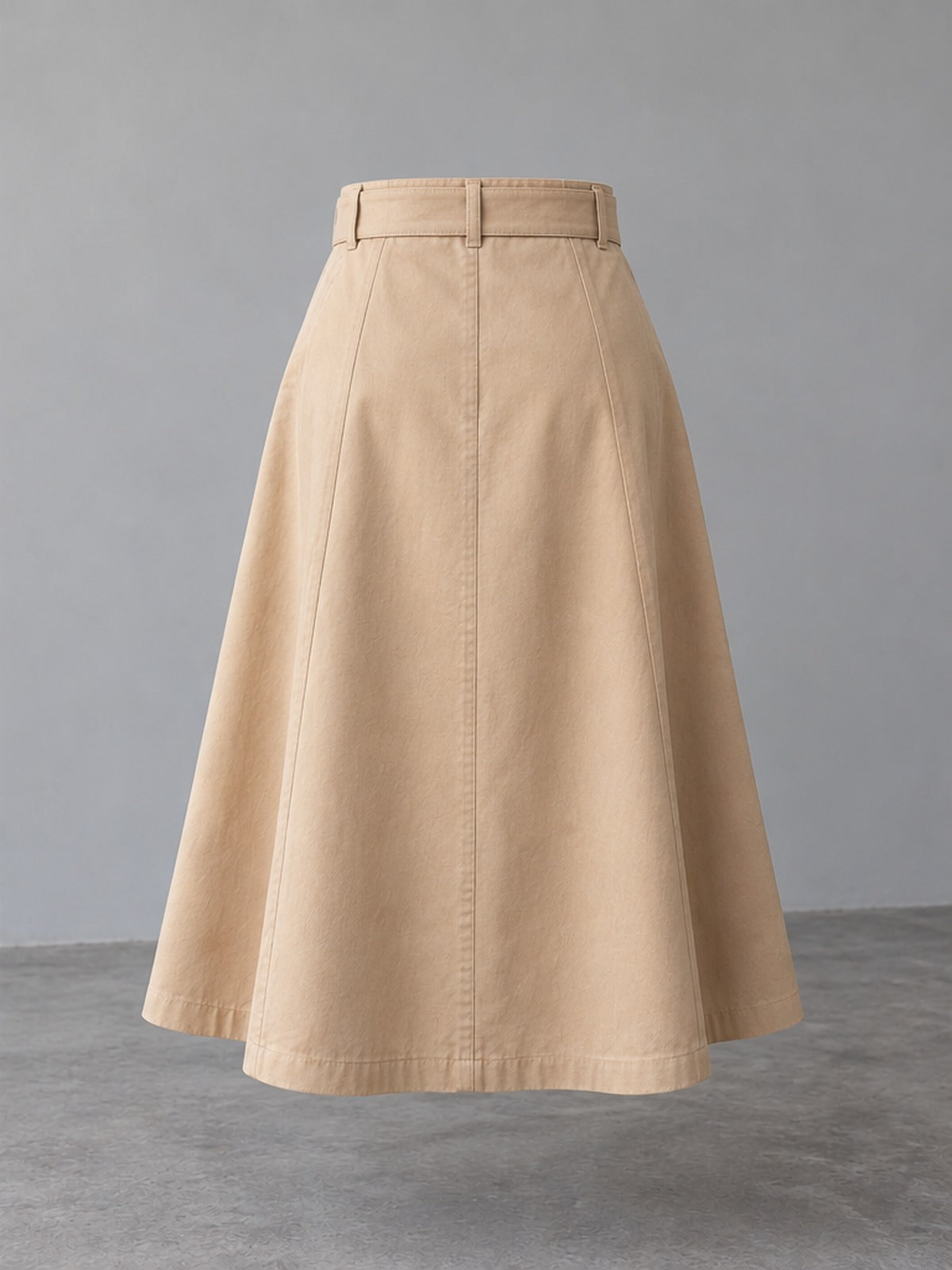 Falda Midi Cinturón - Beige