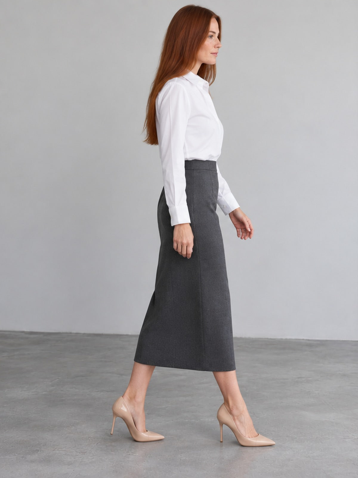 Falda Midi - Gris Marengo