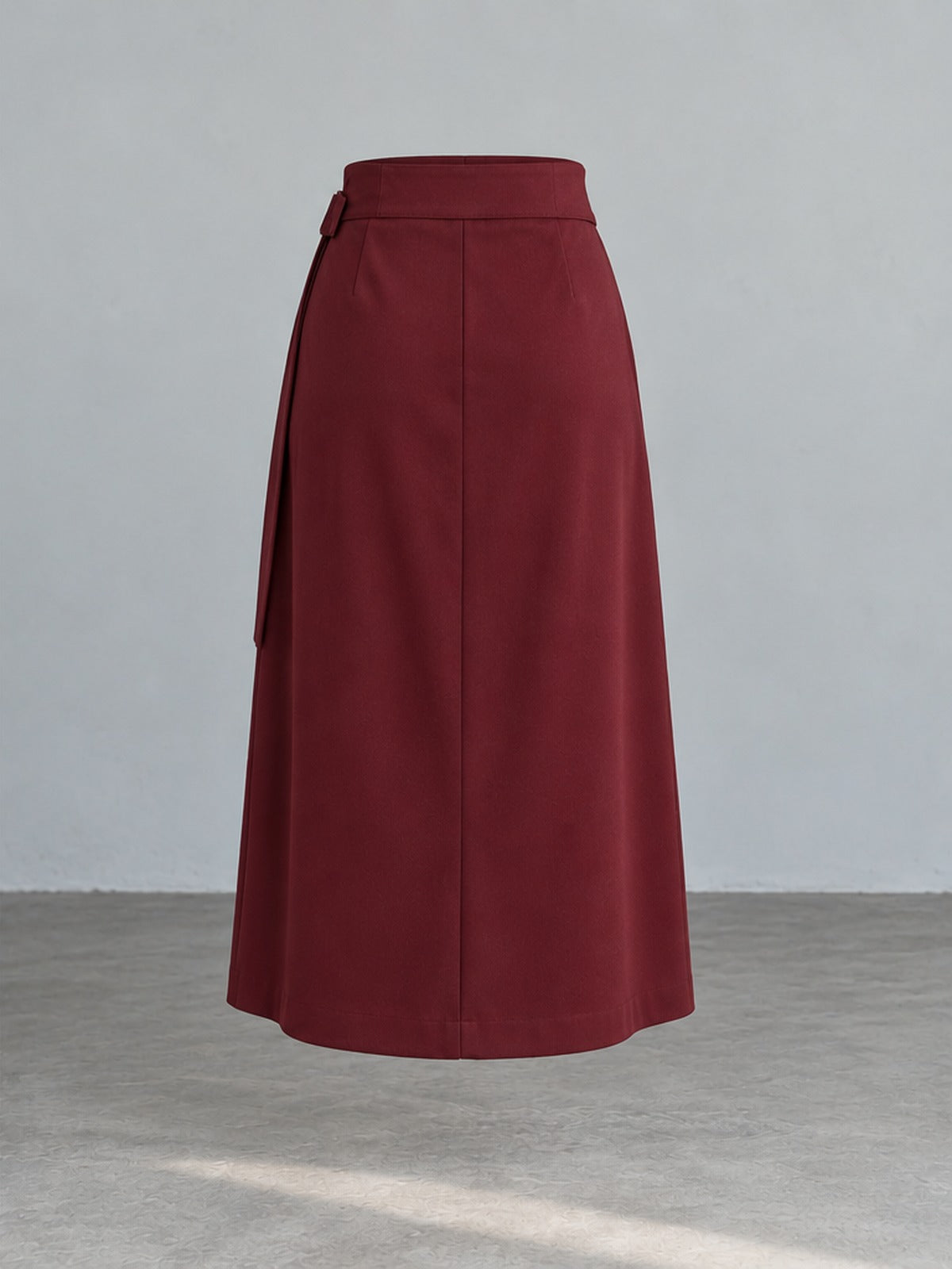 Falda Midi Cruzada Hebilla - Burdeos