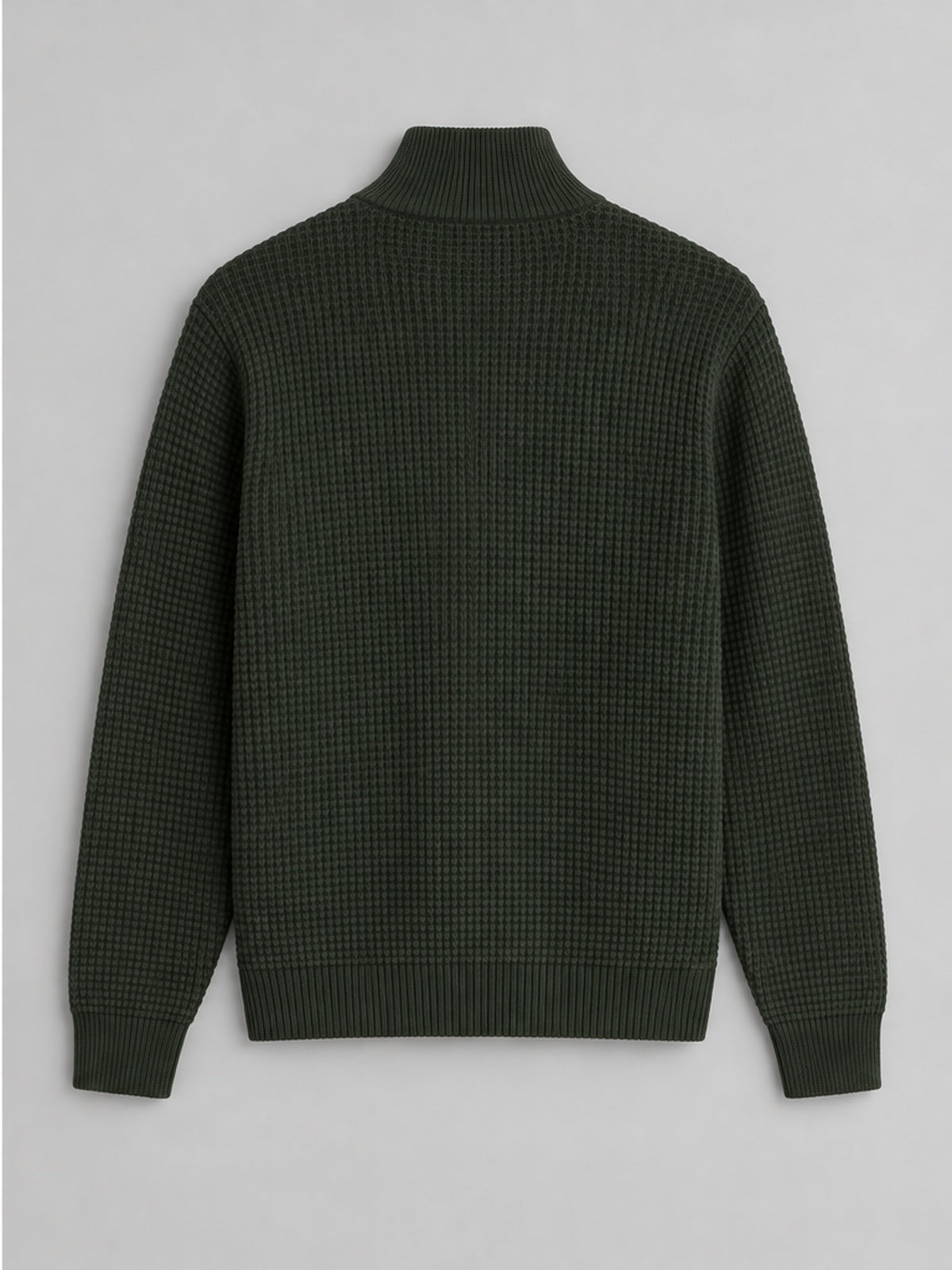 Jersey de Punto Waffle Cuarto de Cremallera - Verde Oscuro