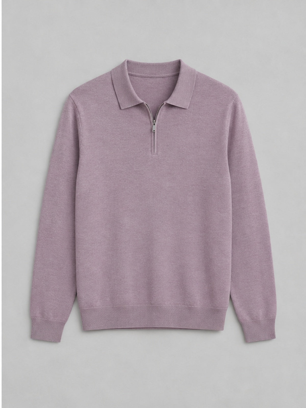 Jersey Polo Ligero Cuarto de Cremallera - Malva
