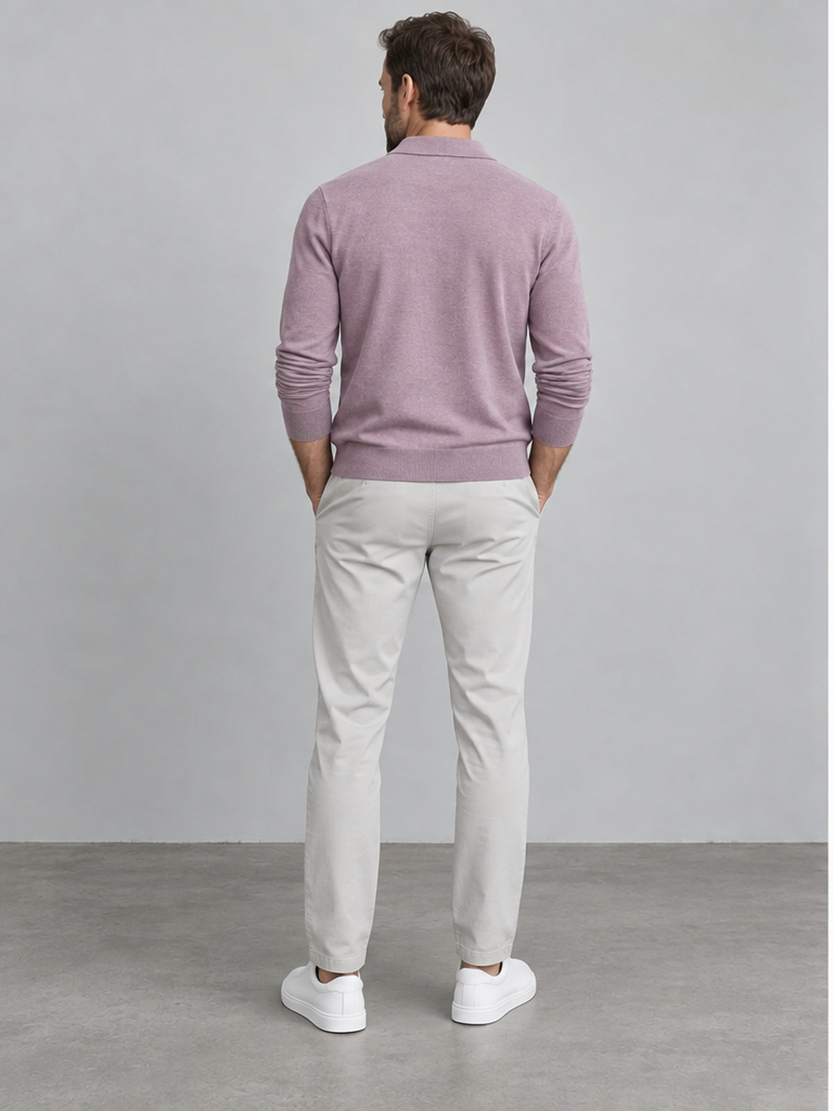 Jersey Polo Ligero Cuarto de Cremallera - Malva