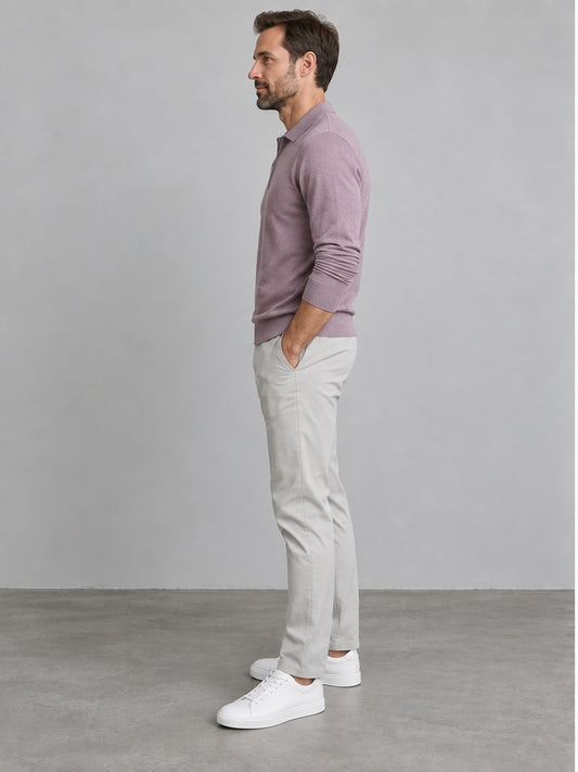 Jersey Polo Ligero Cuarto de Cremallera - Malva
