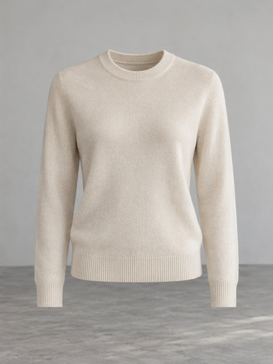 Jersey Cuello Redondo Elegante - Crema