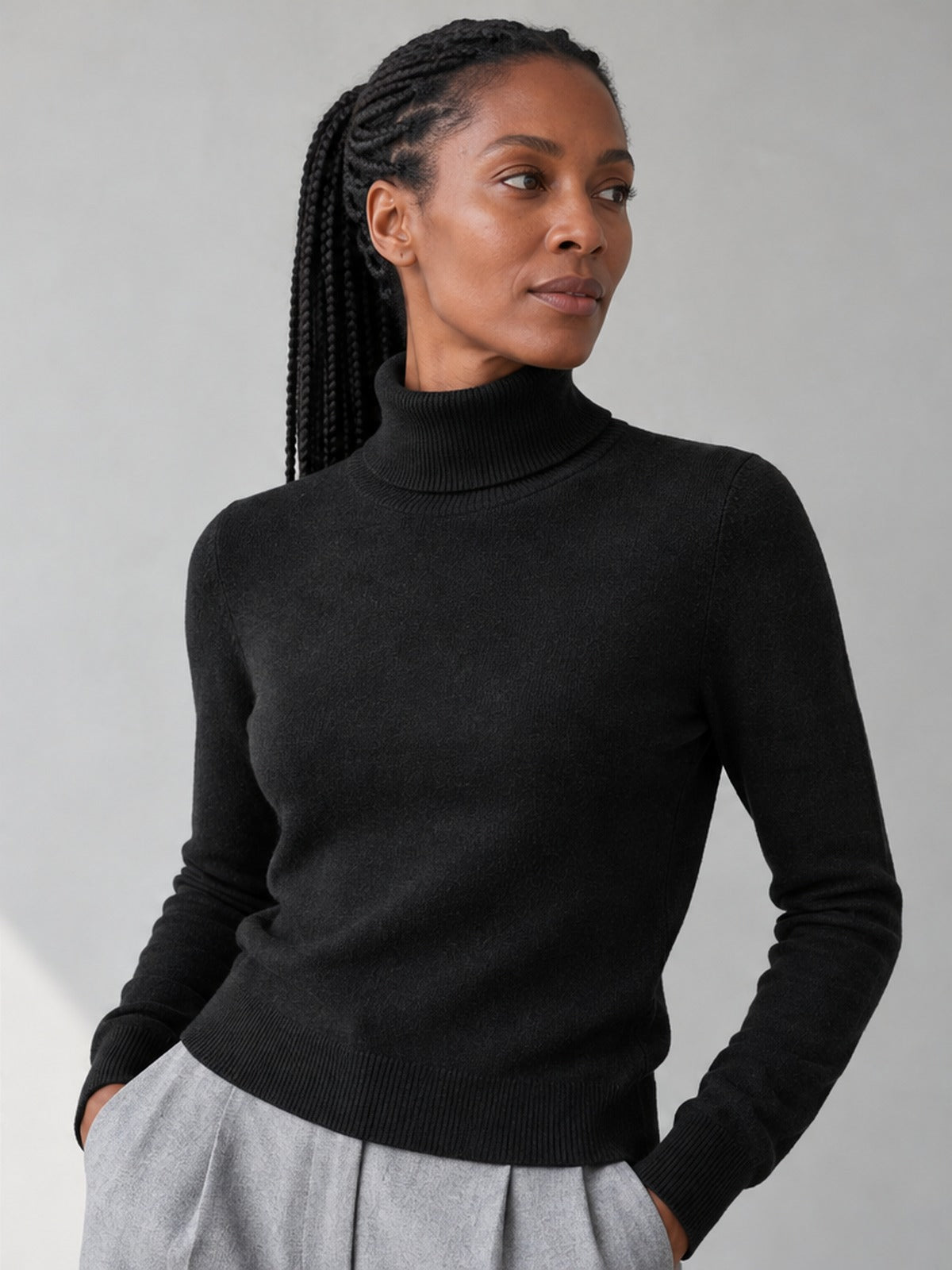 Jersey Cuello Vuelto Versátil - Negro