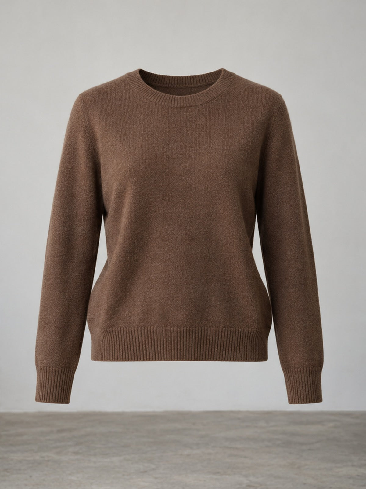Jersey Elegante Cuello Redondo - Marrón