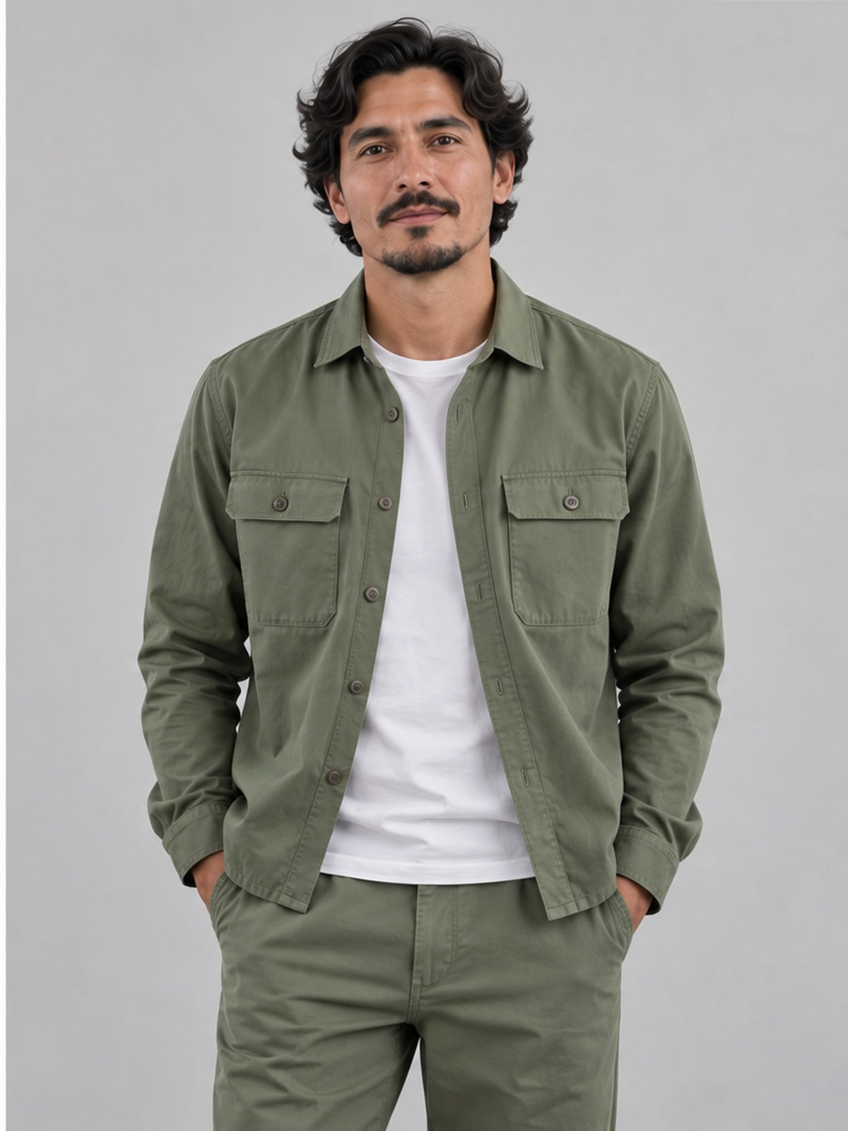 Conjunto Sobrecamisa y Pantalón - Verde Salvia