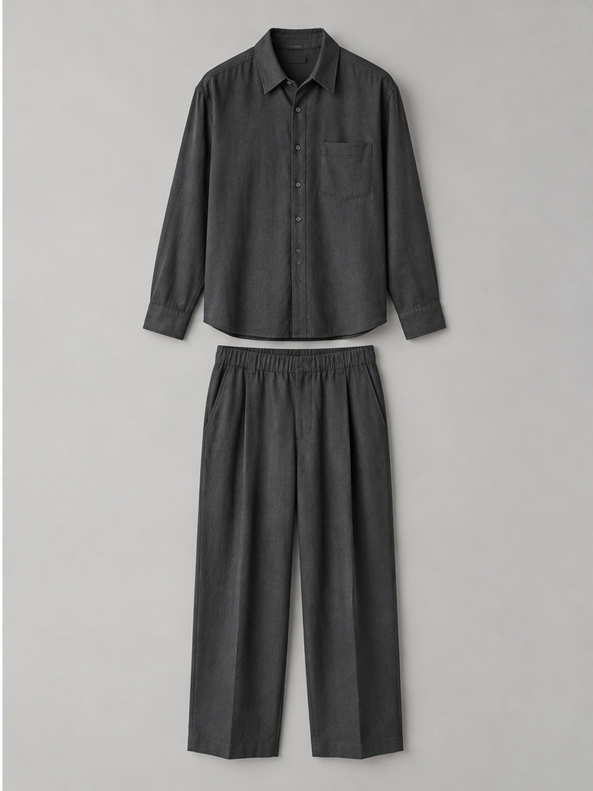 Conjunto Camisa y Pantalón Plisado - Gris Antracita