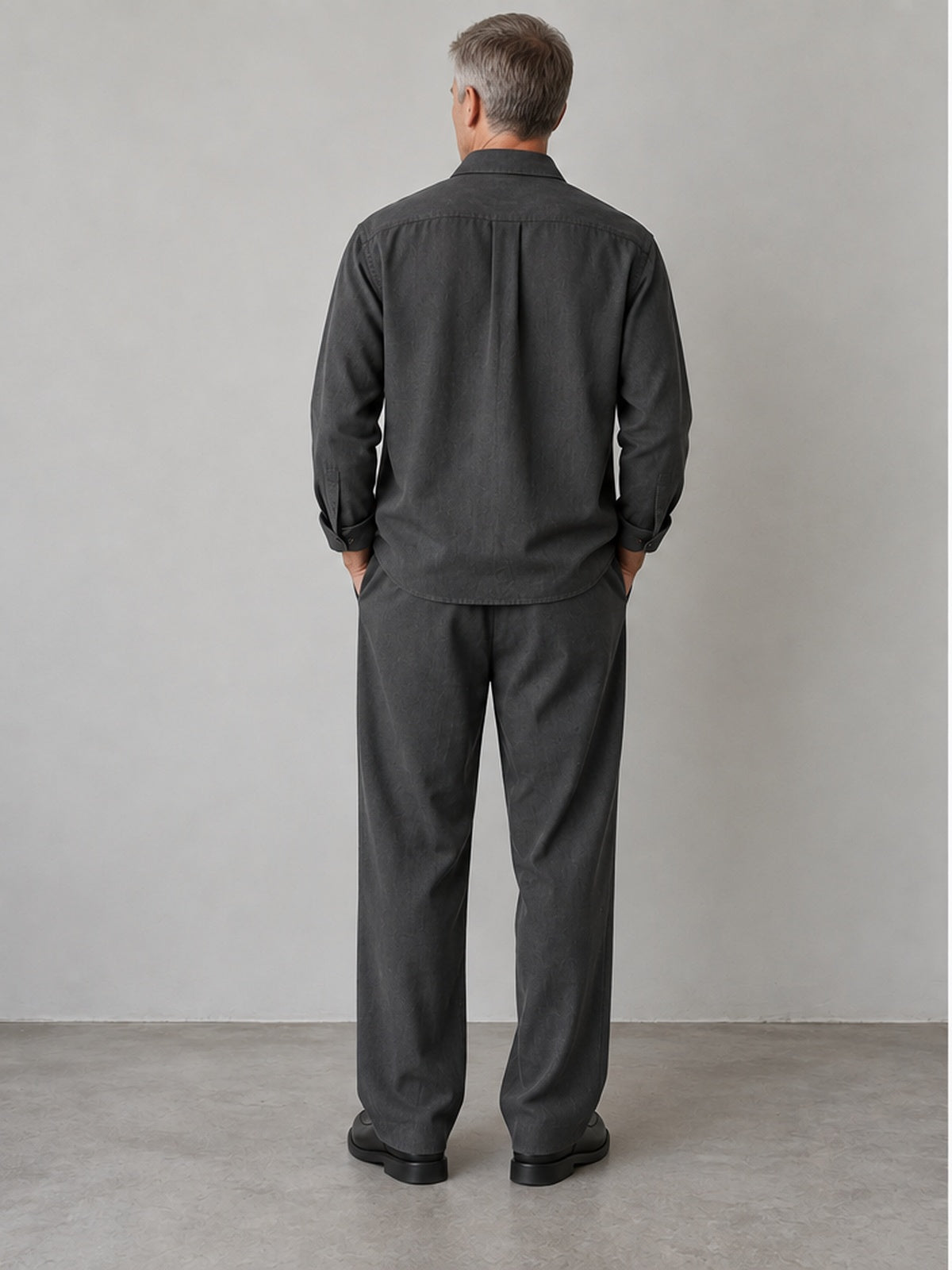 Conjunto Camisa y Pantalón Plisado - Gris Antracita